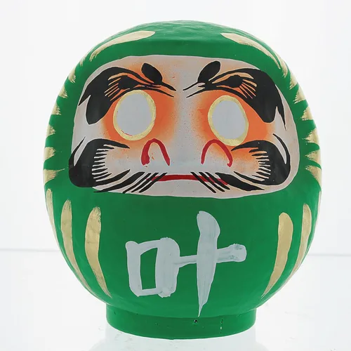 Vista 3 de Muñeca Daruma - Hecho en Japón - Bienestar y crecimiento (verde, mediano 4.7 pulgadas)