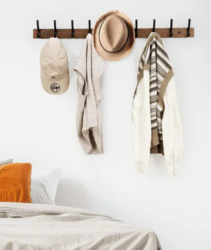 Vista 6 de Optish Perchero para colgar en la pared, ganchos de madera de 16.5 pulgadas, ganchos de pared para colgar, perchero para colgar sombreros, bolsos