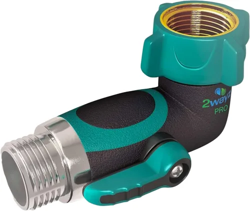 Vista 9 de 2WAYZ Codo de manguera de metal 45, adaptador de manguera resistente y conector de ángulo con válvula de cierre de agua
