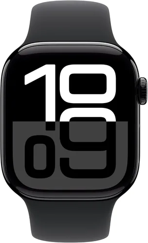 Vista 3 de Apple Watch Series 10 [GPS 42 mm] Smartwatch con caja de aluminio negro brillante y correa deportiva negra - M/L. Rastreador de fitness, aplicación