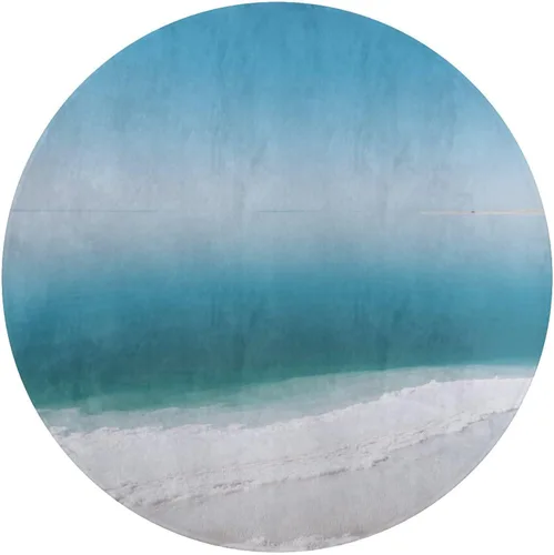 Vista 4 de Coral Velvet Round Area Rug 2' Non-Slip TPR Backing Carpet 0.2 Inch Low Pile Dead Sea Salt Flats Door Mat Washable Decorative Floor Rug for Bathroom
