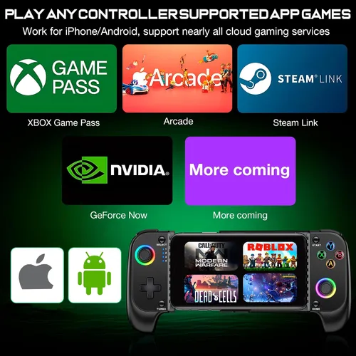 Vista 2 de Wireless Phone Controller for iPhone/Android No Deadzone, Mobile Gaming Controller Support Xbox Game Pass, Steam Link, GeForce Now, Call of Duty