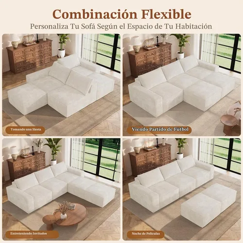 Vista 7 de Vesgantti Sofá modular sin hueso de 114 pulgadas, moderno sofá de 5 plazas en forma de U con 2 otomanas y asientos profundos, sofás de nube