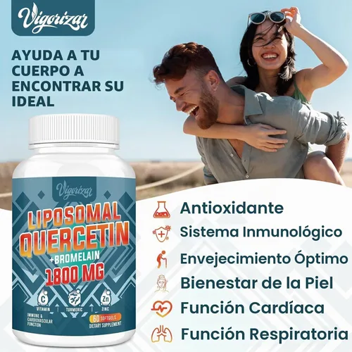 Vista 3 de Fitosoma de quercetina liposomal, quercetina con bromelina, zinc y vitamina C, complejo de fitosomas bioactivos, absorción 20 veces mayor - 60