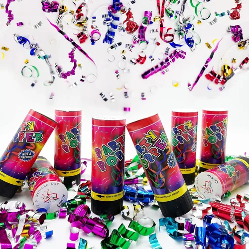 Vista 8 de 12 cañones de confeti para bodas, cumpleaños, graduación, baby shower, aniversario, Navidad, Año Nuevo, fiestas, celebraciones, suministros