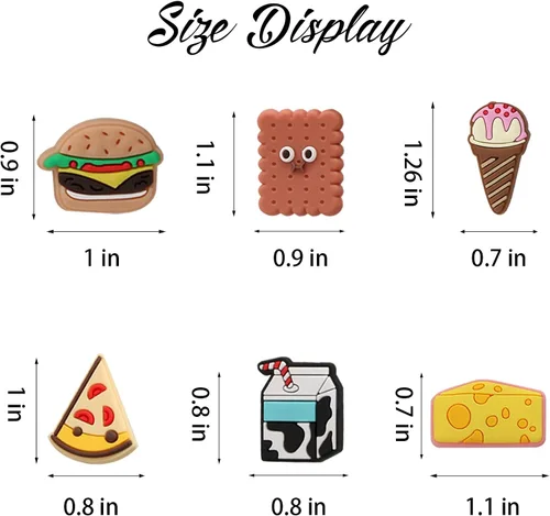 Vista 7 de mortd 50 dijes de decoración de zapatos con temática de alimentos paquete de dijes para zapatos de hamburguesa para decoración de zapatos zuecos