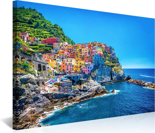 Vista 18 de NAN Wind 3 piezas de lienzo moderno pintura de pared paisaje urbano tradicional puerto mediterráneo mar Cinque Terre Italia costa paisaje impresión