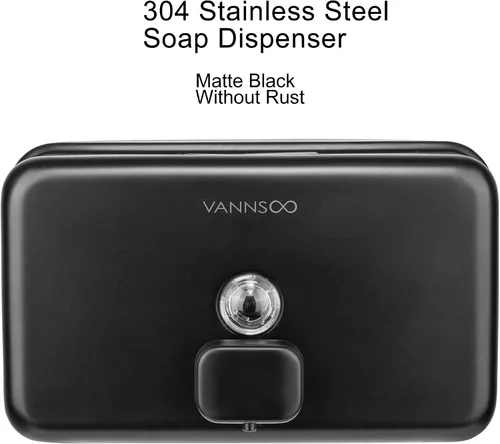 Vista 2 de Dispensador de jabón de manos montado en la pared, 40.6 fl oz, 40 onzas, dispensador de jabón líquido negro comercial de acero inoxidable para Negro