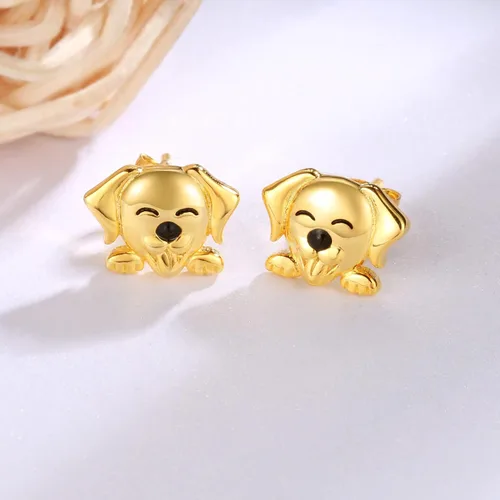 Vista 4 de Aretes hipoalergénicos de plata de ley 925 con diseño de hongos y animales, conejo, cerdo, vaca, nutria, ciervo, para mujer