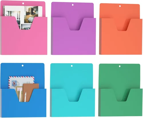 Vista 9 de MFTEK Soporte magnético para archivos con 6 bolsillos, organizador de archivos colgantes, suministros de oficina para gabinetes, pizarra blanca