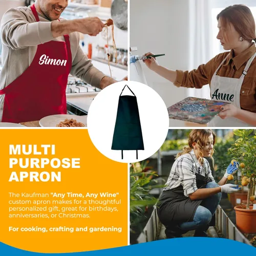 Vista 4 de Delantal personalizado para hombres y mujeres Añade tu nombre y texto Delantal bordado personalizado con babero ajustable y bolsillos delanteros