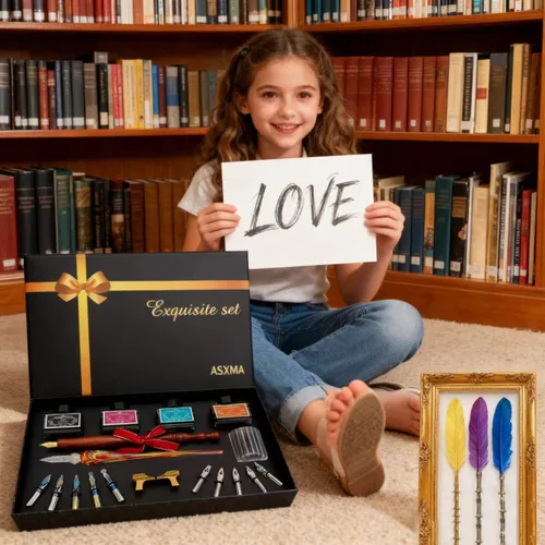 Vista 9 de Juego de regalo de bolígrafos de caligrafía – Kits de caligrafía personalizados para principiantes y profesionales. Bolígrafo de inmersión de vidrio