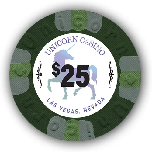 Vista 2 de DA VINCI Paquete de 50 fichas de póquer Unicorn All Clay de 0.32 oz con denominaciones, auténticas fichas de casino ponderadas