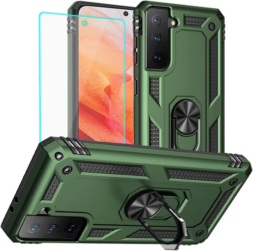 Vista 17 de Yiakeng Funda para Samsung Galaxy S8, Samsung S8, funda protectora de grado militar con anillo para Samsung Galaxy S8 (verde militar)
