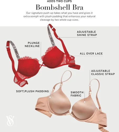 Vista 4 de Victoria's Secret Brasier con realce con 2 copas muy sexy para mujer (32A-38DDD)