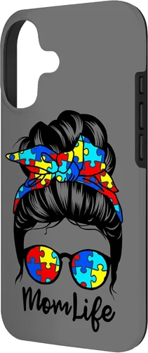 Vista 2 de Mom Life Messy Bun Hair Autism Funny Autism Case for iPhone 17