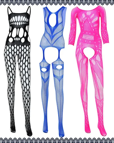 Vista 3 de SATINIOR 12 piezas de lencería de malla para mujer, lencería de encaje para mujer (estilo caliente)