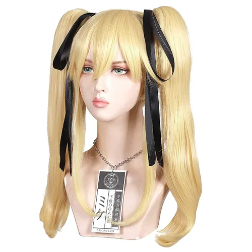 Vista 3 de FantaLook KD Cosplay peluca con identificación esclava y cinta negra rubia