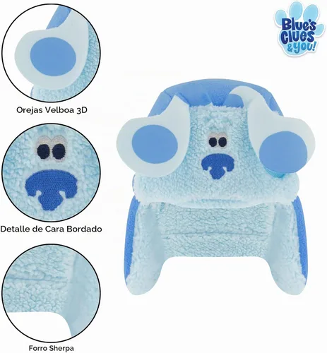 Vista 3 de Nick Boys' Winter Hat and Mitten Set, Blue's Clues Toddler Beanie for Kids Ages 2-4 Tejido azul con forro polar