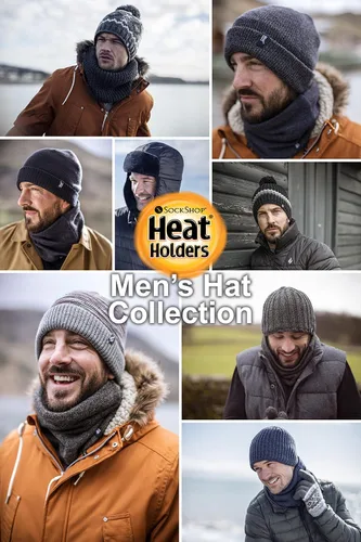 Vista 5 de HEAT HOLDERS Gorro de invierno a rayas para hombre con aislamiento térmico cálido