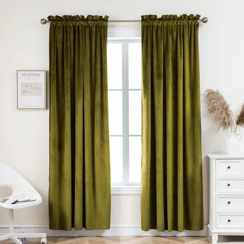 Vista 22 de PLEASANT BOULEVARD Cortinas de terciopelo [2 paneles] elegantes para sala de estar, dormitorio, cuarto de bebé, cortinas para oscurecer la Beige