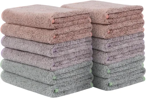 Vista 13 de SINLAND Toallas Faciales de Microfibra Ultra Suaves Paños de Lavado Faciales Paño Facial para Baño 12 Pulgadas x 12 Pulgadas Paquete de 6
