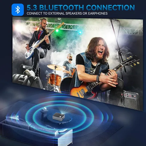 Vista 6 de Proyector Native 1080P con WIFI y Bluetooth, pericat 4K compatible con 230 ANSI Proyector de cine al aire libre con pantalla de 100 pulgadas