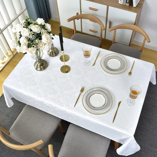 Vista 7 de SASTYBALE Servilletas de tela blanca de 20 x 20 pulgadas, juego de 4 servilletas de mesa de damasco de jacquard lavables para comedor, fiesta, boda