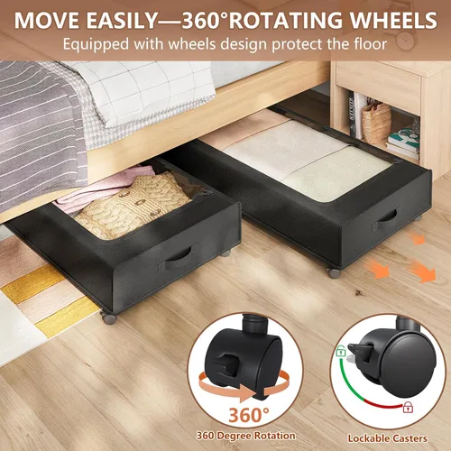 Vista 5 de XXXXL Almacenamiento Extra Largo Debajo de la Cama con Ruedas, TAMAÑO MÁS GRANDE Disponible (66L) organizador de almacenamiento debajo de la cama