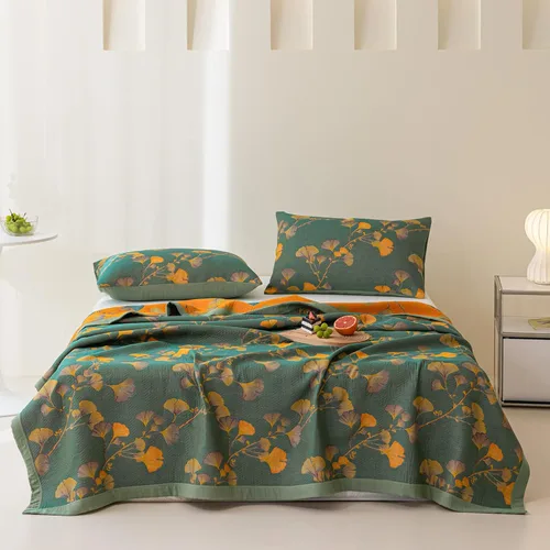Vista 11 de Manta de 100% Algodón Muslin Jacquard con Estampado Floral Bohemio Mandala, Manta Suave para Cama 3 Capas Reversible Cubrecama Transpirable y Ligera
