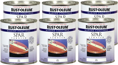 Vista 3 de Rust-Oleum 207008 Barniz Marine Spar, cuarto de galón, transparente brillante (paquete de 2)