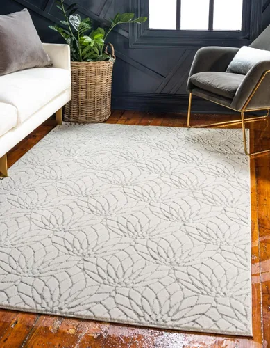 Vista 18 de Unique Loom Colección Marilyn Monroe Glam - Alfombra Dahlia (2 x 3 pies, Rectangular, Gris plateado/Plata)