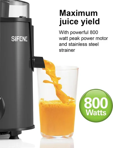 Vista 3 de SIFENE Exprimidor centrífugo con boca de 3 pulgadas de ancho, extractor de jugo compacto para frutas y verduras, 3 velocidades de control de alta