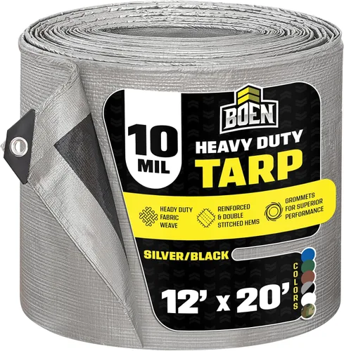 Vista 58 de Lona resistente impermeable Marrón/plata, 6' x 8' de 10 mil de grosor Lonas a prueba de rasgaduras Material de tejido grueso, resistente a