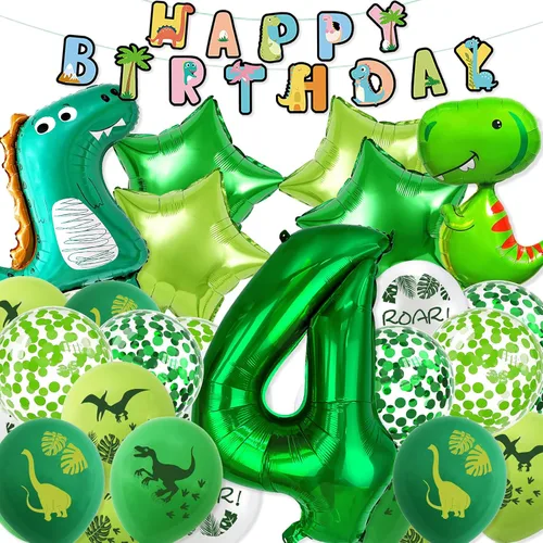 Vista 9 de VHUWE Decoración de dinosaurio para fiesta de primer cumpleaños, 38 Decoración de fiesta de primer dinosaurio