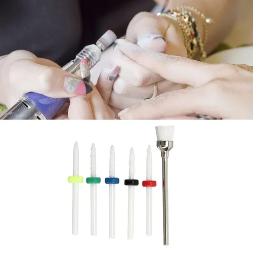 Vista 5 de Juego de 6 brocas para uñas, juego de 6 brocas de uñas de cerámica para salón de manicura y pedicura