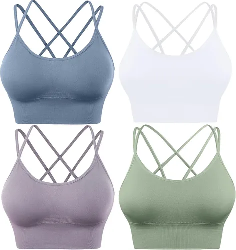 Vista 18 de Sujetadores deportivos con espalda cruzada para mujer, con tirantes