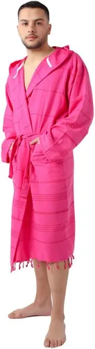 Vista 3 de SULTAN'S GEM Bata ligera de algodón con capucha para hombres y mujeres, bata de baño de algodón turco, bata unisex