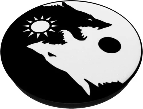 Vista 2 de Ying Yang Wolf, negro, Sun Moon, Yin Yang, Zen, Dog Spirit, Negro