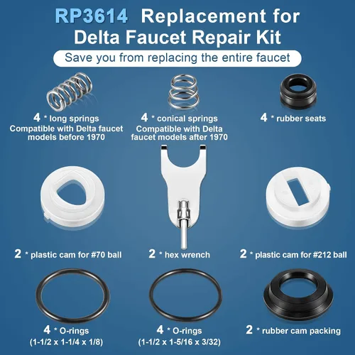 Vista 3 de Paquete de 2 kits de reparación de grifo de ducha de baño, compatible