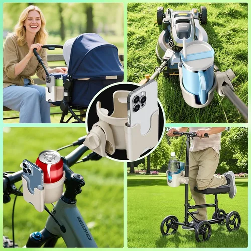 Vista 6 de Guiseapue Portavasos para caminador, portavasos para silla de ruedas con soporte para teléfono, accesorios para andador para personas mayores