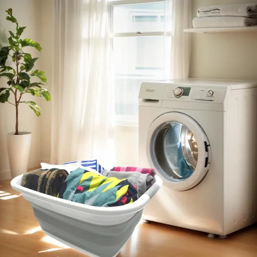 Vista 5 de SAMMART - Canasta plegable de plástico para ropa sucia, recipiente de almacenamiento / organizador, tina de lavado portátil, para ahorro de espacio