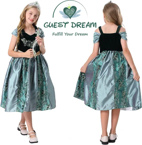 Vista 8 de guest dream Disfraz de princesa para niñas disfraz de princesa con accesorios para fiesta Halloween Navidad cosplay