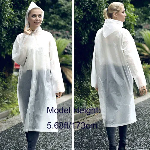 Vista 6 de 2 ponchos de lluvia, impermeable reutilizable para adultos con capucha y mangas para campamento, senderismo, viajes, parques de atracciones