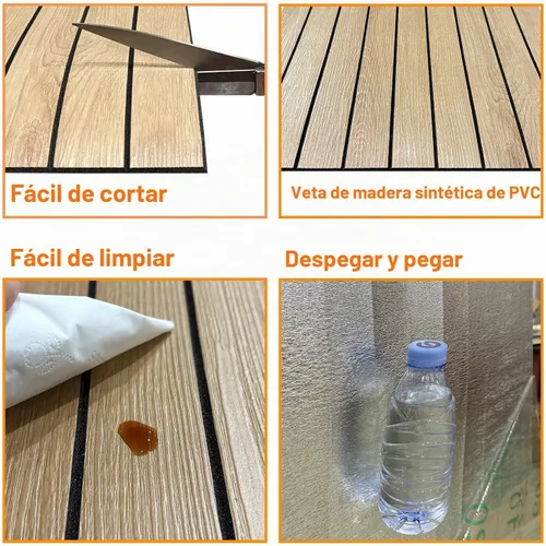 Vista 6 de YLL YLL Panel de pared de láminas de PVC para despegar y pegar de 118 x 15.7 pulgadas, panel de listones de madera de grano de roble sintético