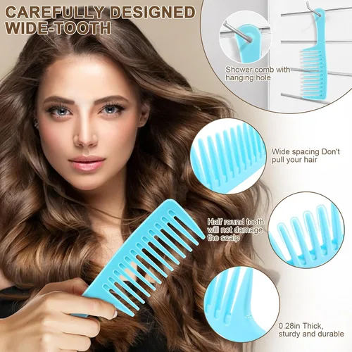 Vista 4 de Peines de pelo para mujer, peines de pelo de dientes anchos y cola de rata, herramienta para el cabello, 10 peines para el cabello, herramienta