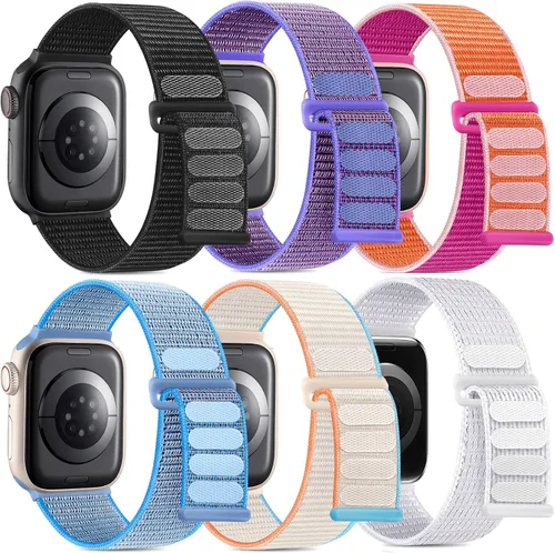 Vista 15 de WJK Correas elásticas de nailon compatibles con correas de Apple Watch de 1.496 in 1.575 in 1.614 in 1.654 in 1.732 in 1.772 in 1.811 in 1.929 in