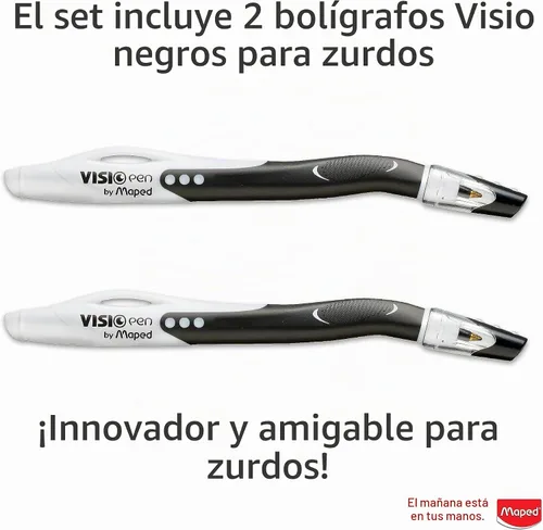 Vista 4 de Maped - Bolígrafo Visio de secado rápido para zurdos - Innovador (negro) - 2 paquetes de 1 Smudge-Resistant Quick Dry Technology - Ergonomic