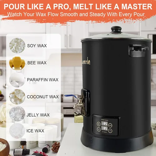 Vista 7 de Leerie D15 - Derretidor de cera comercial digital de 30 libras para hacer velas, olla de fusión de cera de vela grande con control preciso