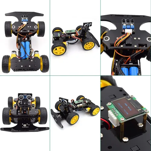 Vista 5 de Adeept Kit de coche inteligente compatible con Raspberry Pi Pico, seguimiento de línea, evitación de obstáculos, luz colorida, DIY STEM IR control